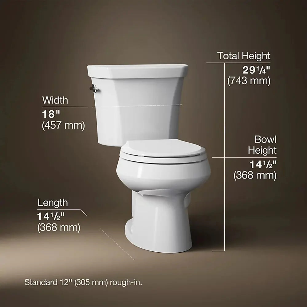 Kohler Wellworth 1.6 GPF Two-piece round-front toilet dual-flush - Plumbing Market