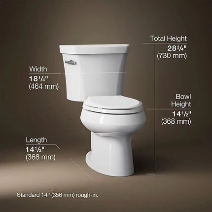 Kohler Wellworth Two-piece Elongated Toilet 1.28 gpf White - Plumbing Market