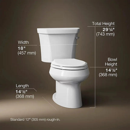 Kohler Wellworth Two-piece elongated toilet, 1.28 gpf 3998-RA-0 - Plumbing Market