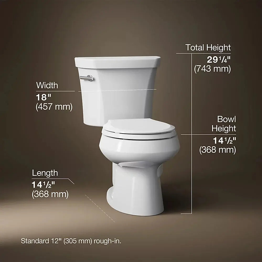 Kohler Wellworth Two-piece round-front toilet, 1.6 gpf Less Seat - Plumbing Market