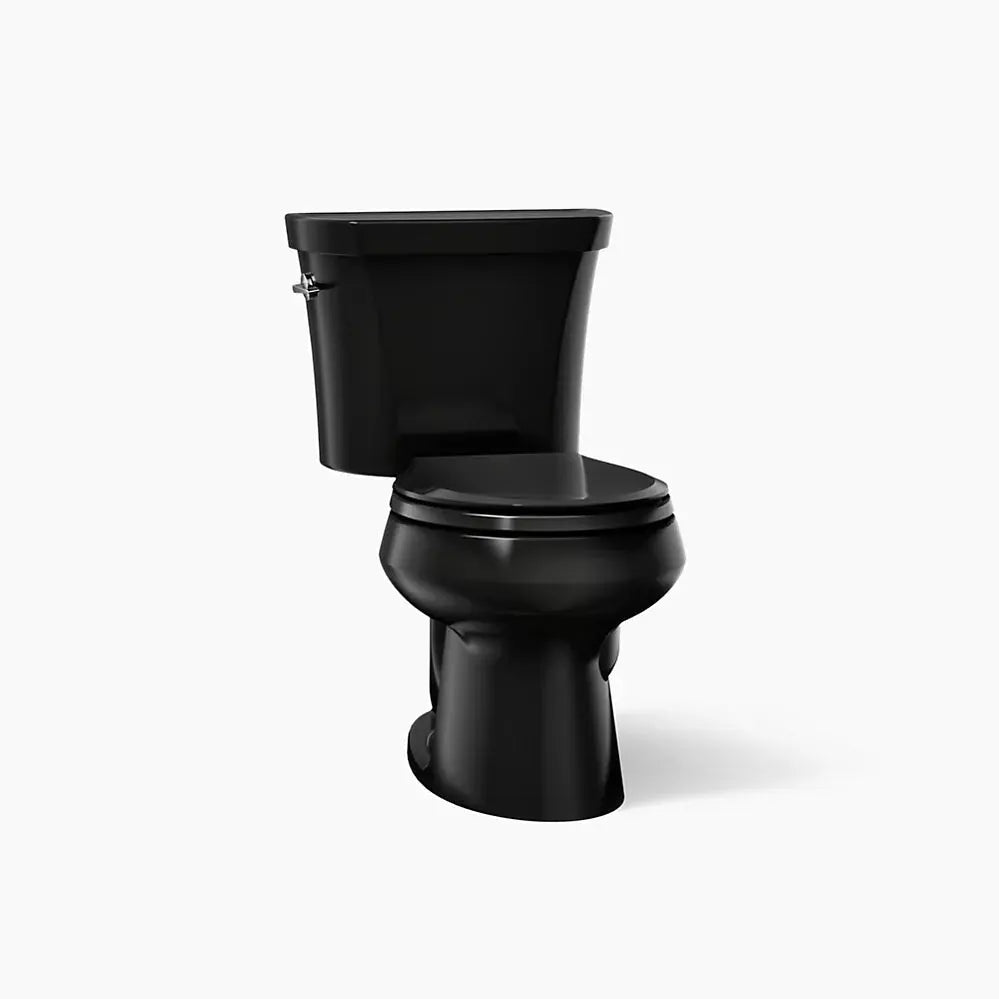 Kohler Wellworth Two-piece round-front toilet, dual-flush in Black - Plumbing Market