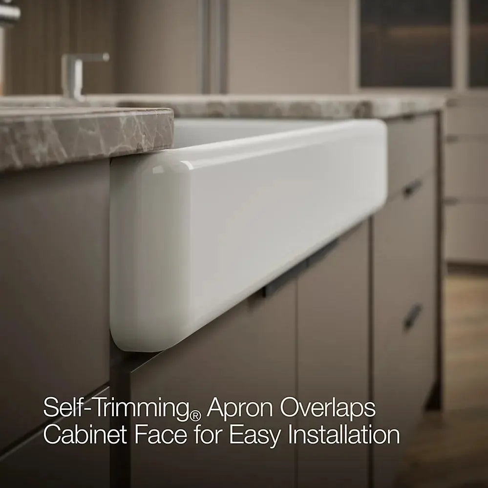 Kohler Whitehaven Smart Divide 35-1/2" undermount double-bowl farmhouse kitchen sink with short apron K-6426-0 - Plumbing Market