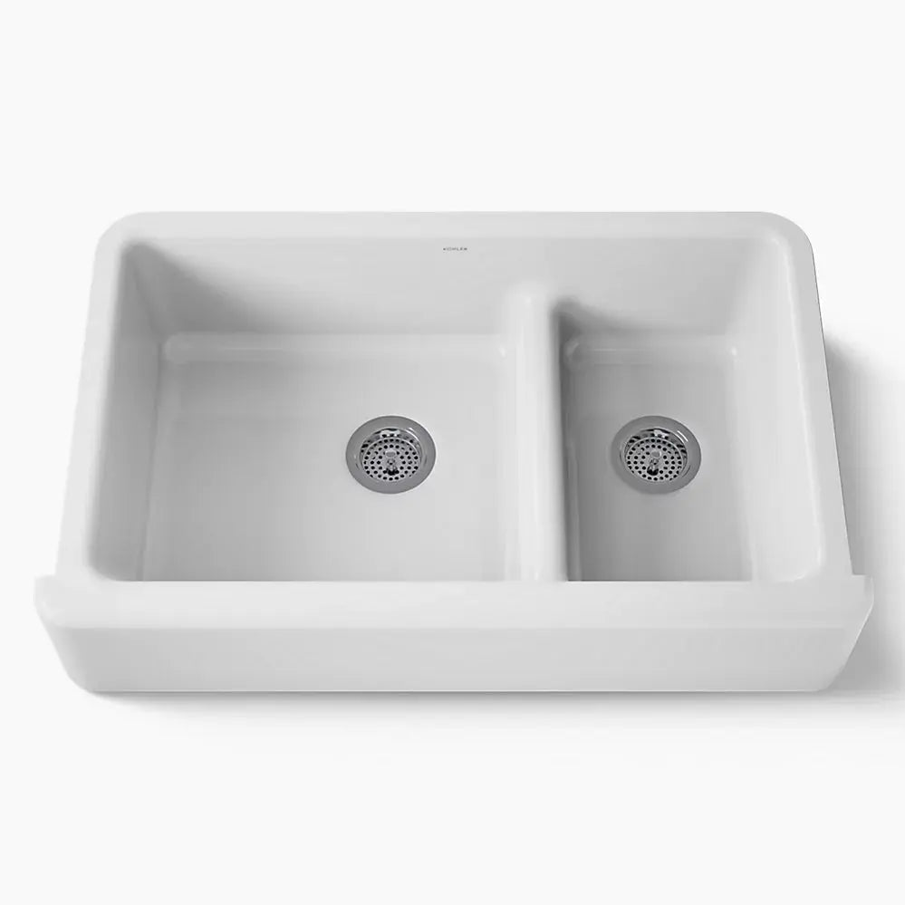 Kohler Whitehaven Smart Divide 35-3/4" undermount double-bowl farmhouse kitchen sink K-6427-0 - Plumbing Market