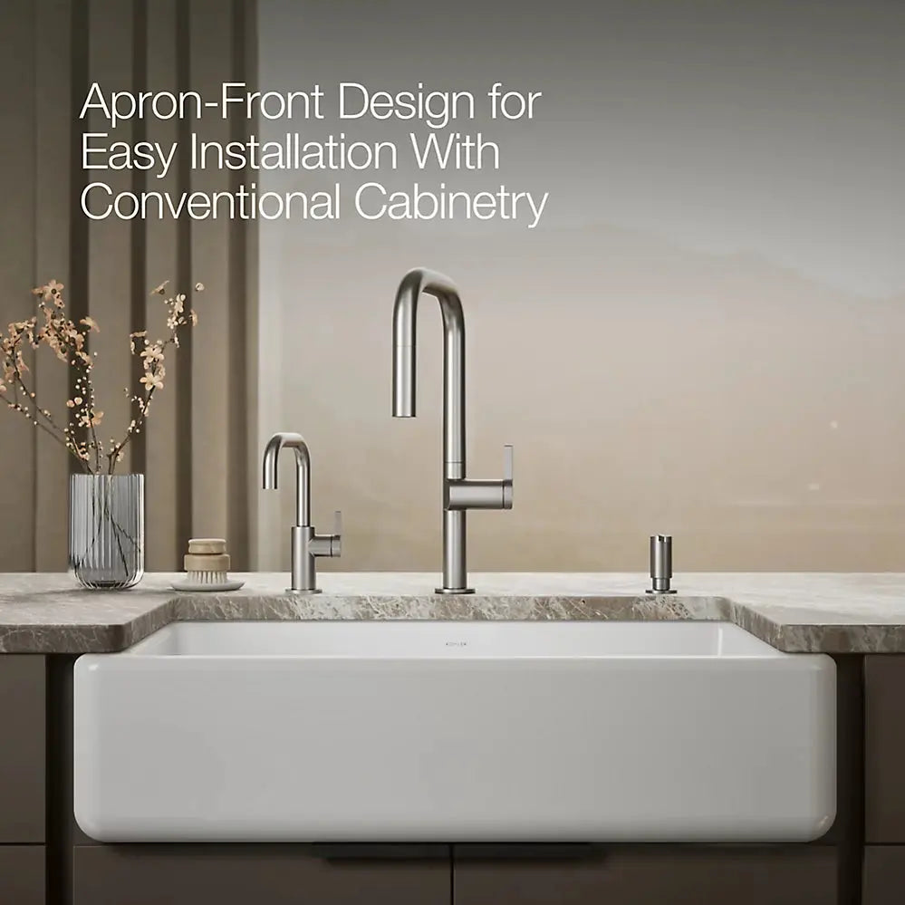 Kohler Whitehaven Smart Divide 35-3/4" undermount double-bowl farmhouse kitchen sink K-6427-0 - Plumbing Market