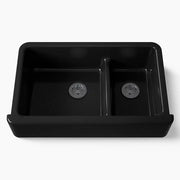 Kohler Whitehaven Smart Divide 35-3/4" undermount double-bowl farmhouse kitchen sink black - Plumbing Market