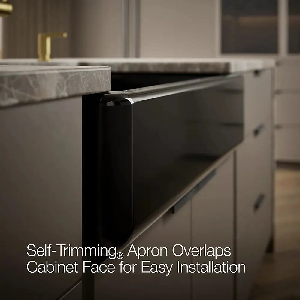 Kohler Whitehaven Smart Divide 35-3/4" undermount double-bowl farmhouse kitchen sink black - Plumbing Market