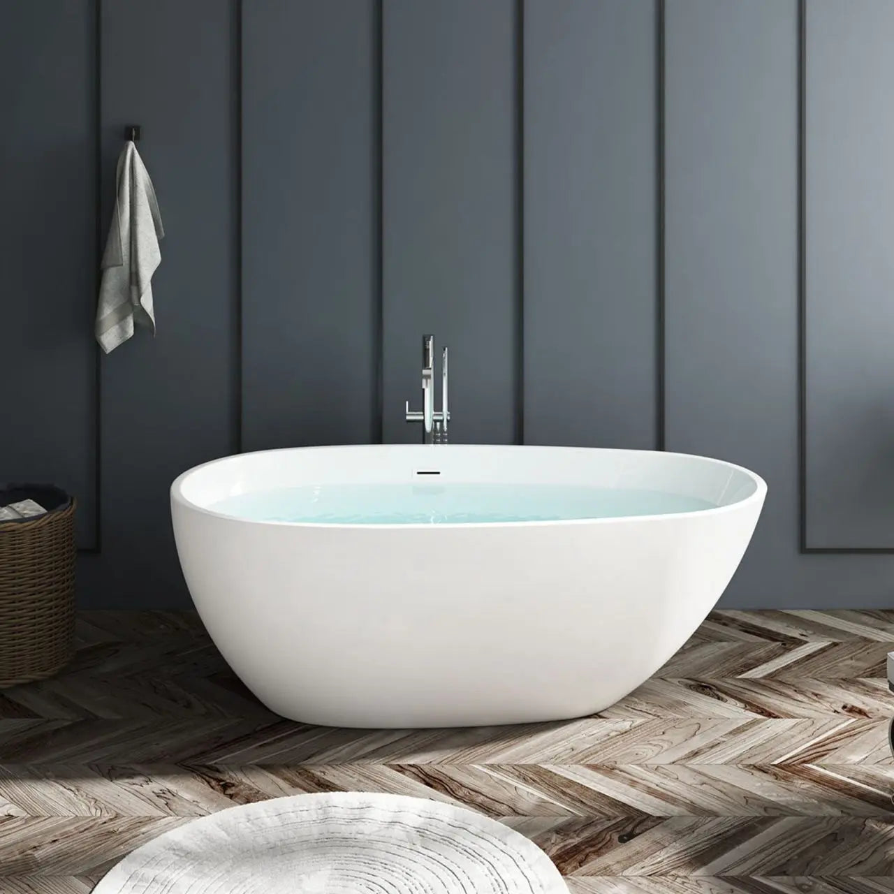 Kube BALLI 59” White Free Standing Bathtub - Plumbing Market