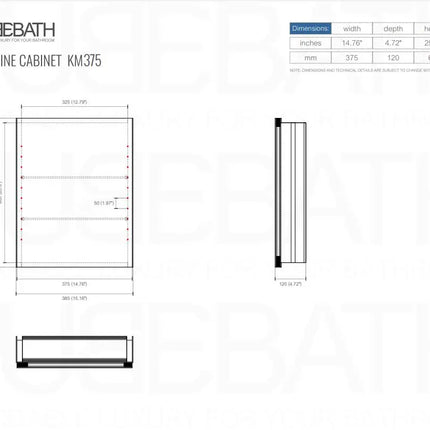 Kube Bath 15 Inch Wide Medicine Cabinet With Mirror - Plumbing Market