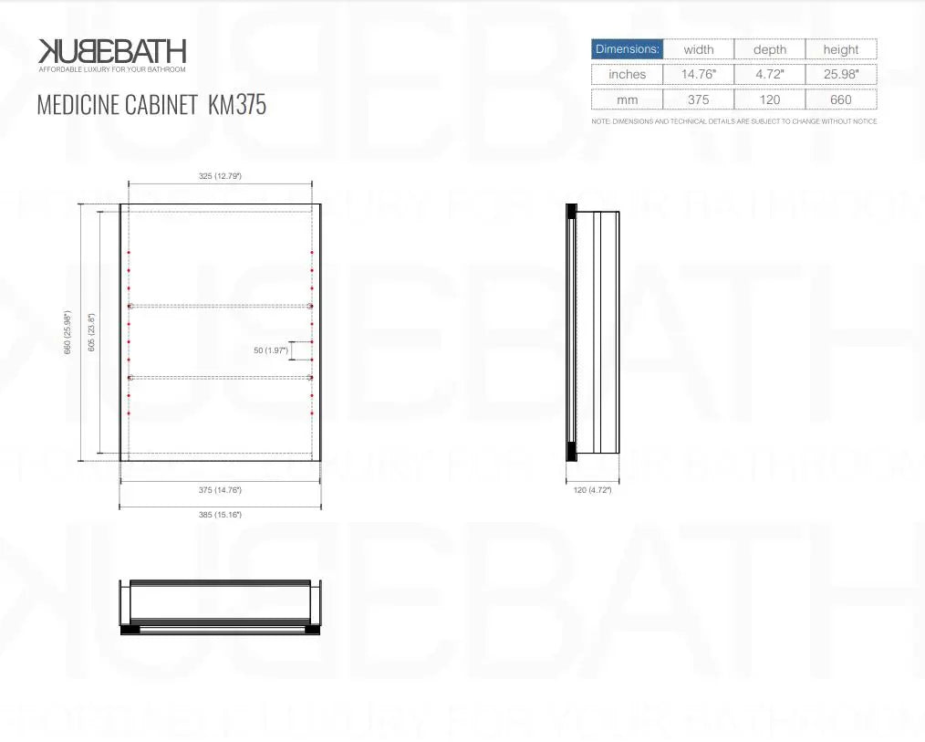 Kube Bath 15 Inch Wide Medicine Cabinet With Mirror - Plumbing Market