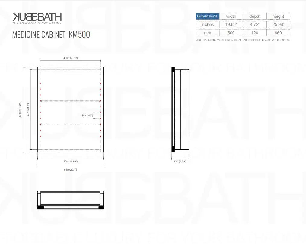 Kube Bath 20 Inch Wide Mirrored Bathroom Medicine Cabinet - Plumbing Market