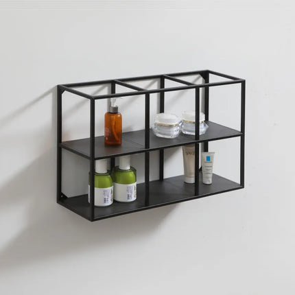 Kube Bath 24 Inch Wide Wall Mount Metal Shelf Unit Black - Plumbing Market