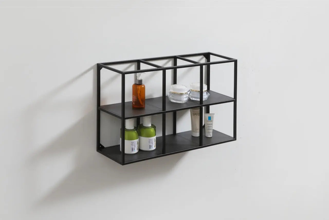 Kube Bath 24 Inch Wide Wall Mount Metal Shelf Unit Black - Plumbing Market