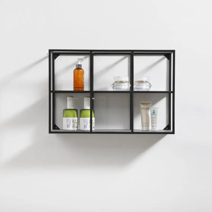 Kube Bath 24 Inch Wide Wall Mount Metal Shelf Unit Black - Plumbing Market