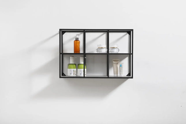 Kube Bath 24 Inch Wide Wall Mount Metal Shelf Unit Black - Plumbing Market