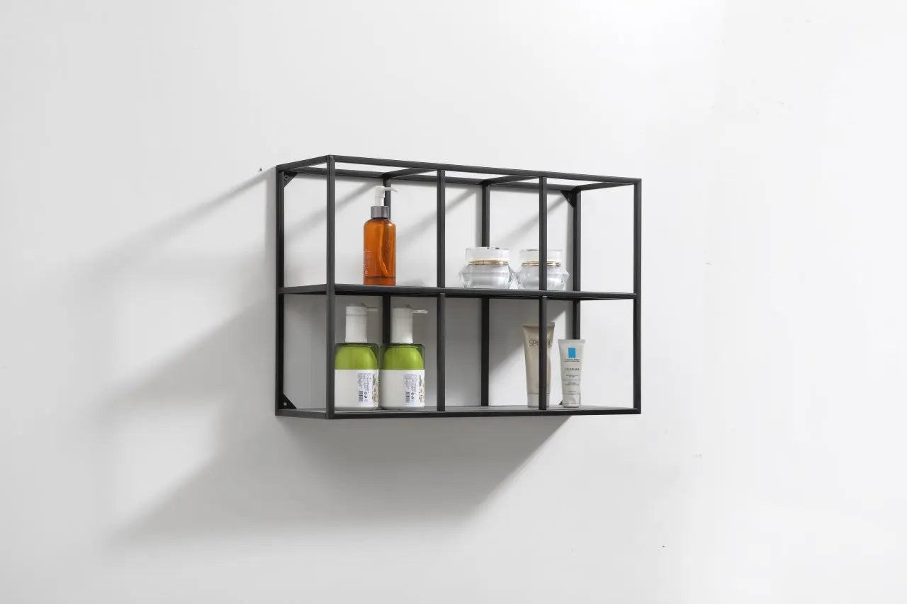 Kube Bath 24 Inch Wide Wall Mount Metal Shelf Unit Black - Plumbing Market