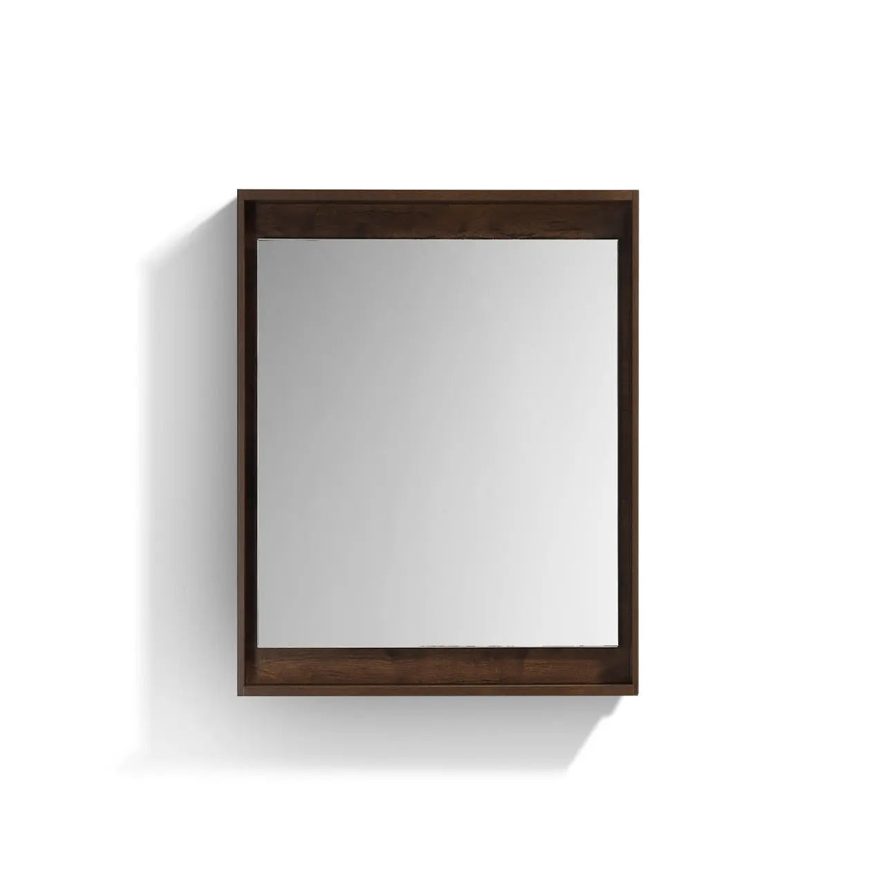 Kube Bath 24″ Wide Framed Mirror W/ Shelf – Rosewood - Plumbing Market