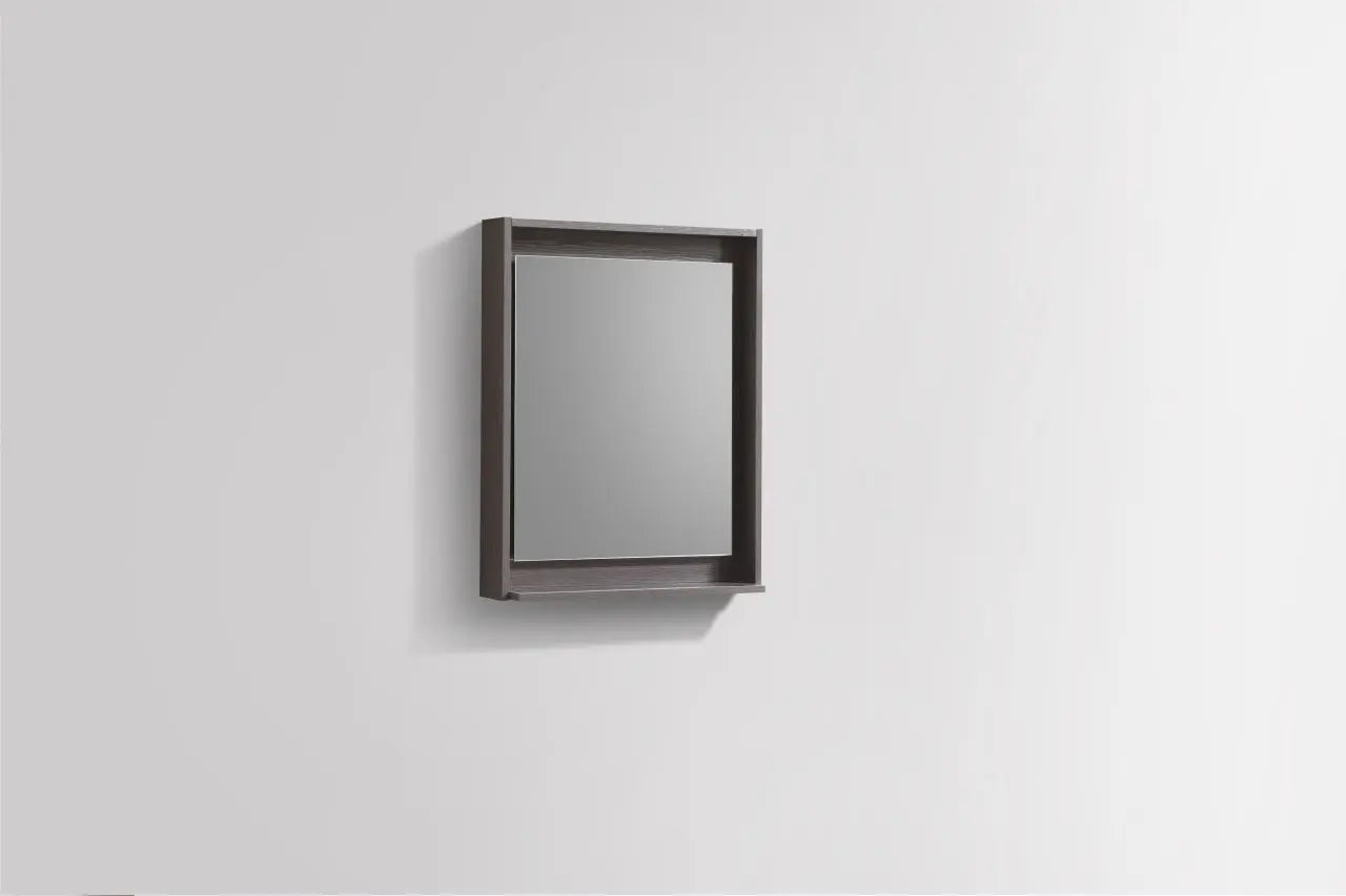 Kube Bath 24" Wide Framed Mirror With Shelf – Gray Oak - Plumbing Market