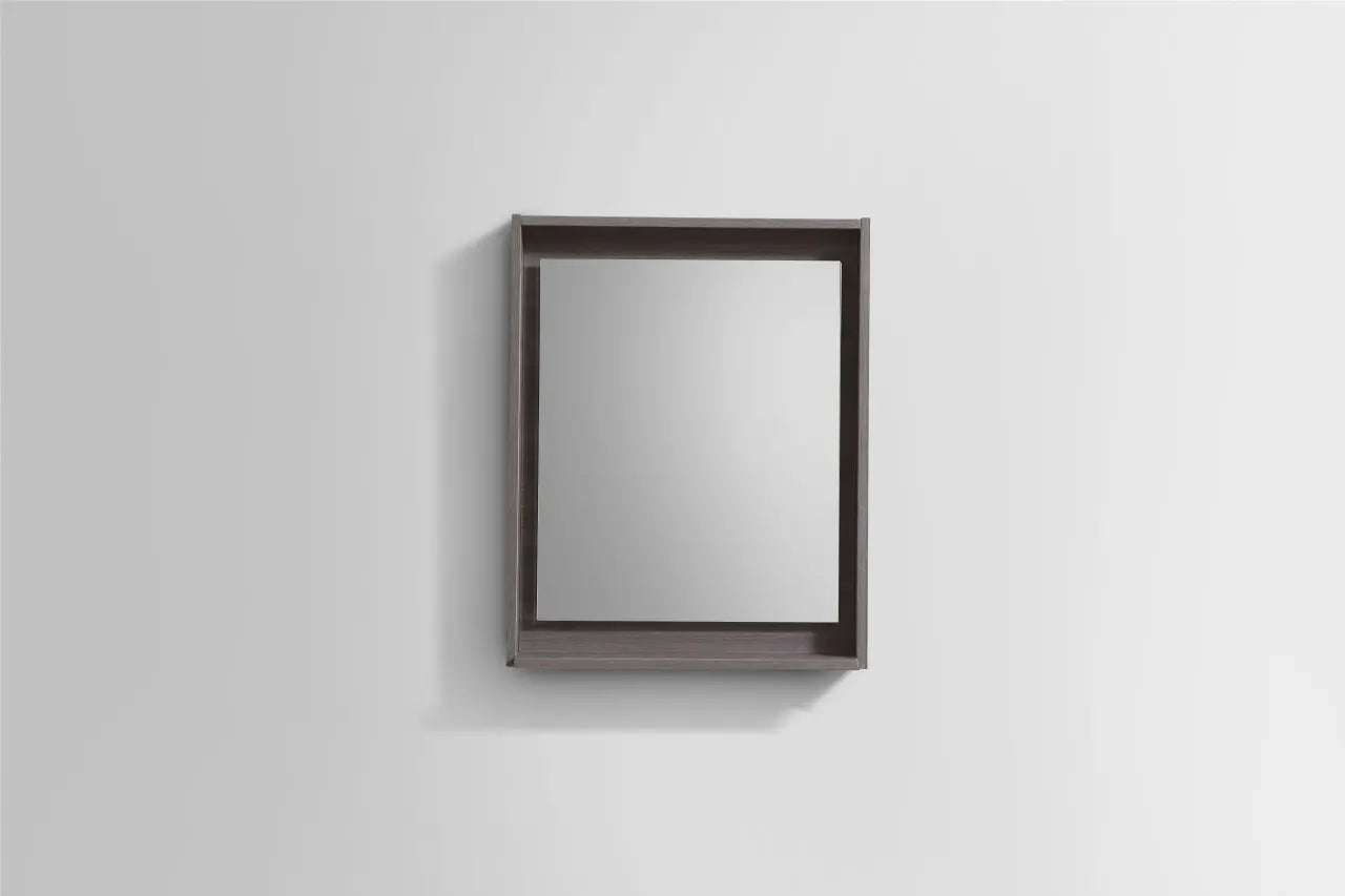 Kube Bath 24" Wide Framed Mirror With Shelf – Gray Oak - Plumbing Market