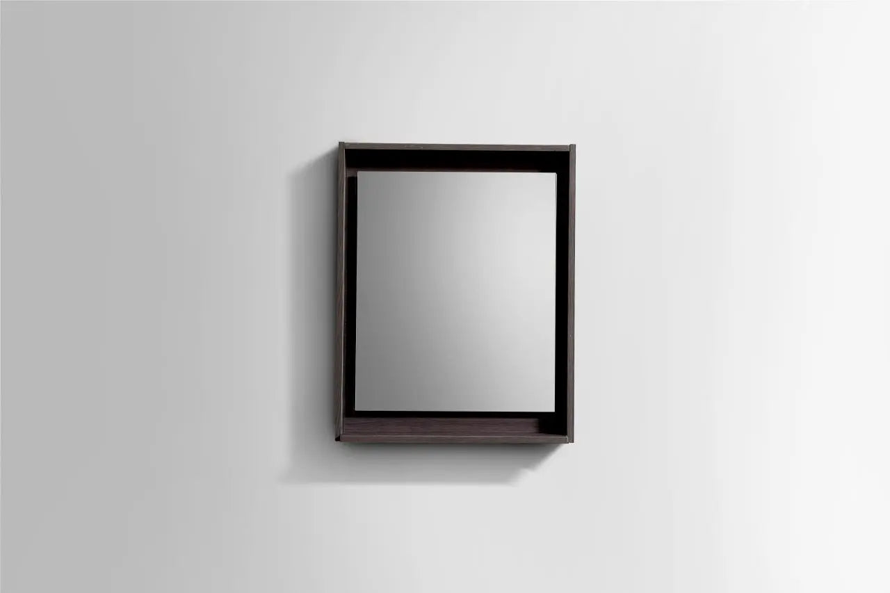 Kube Bath 24" Wide Framed Mirror With Shelf – High Gloss Gray Oak - Plumbing Market