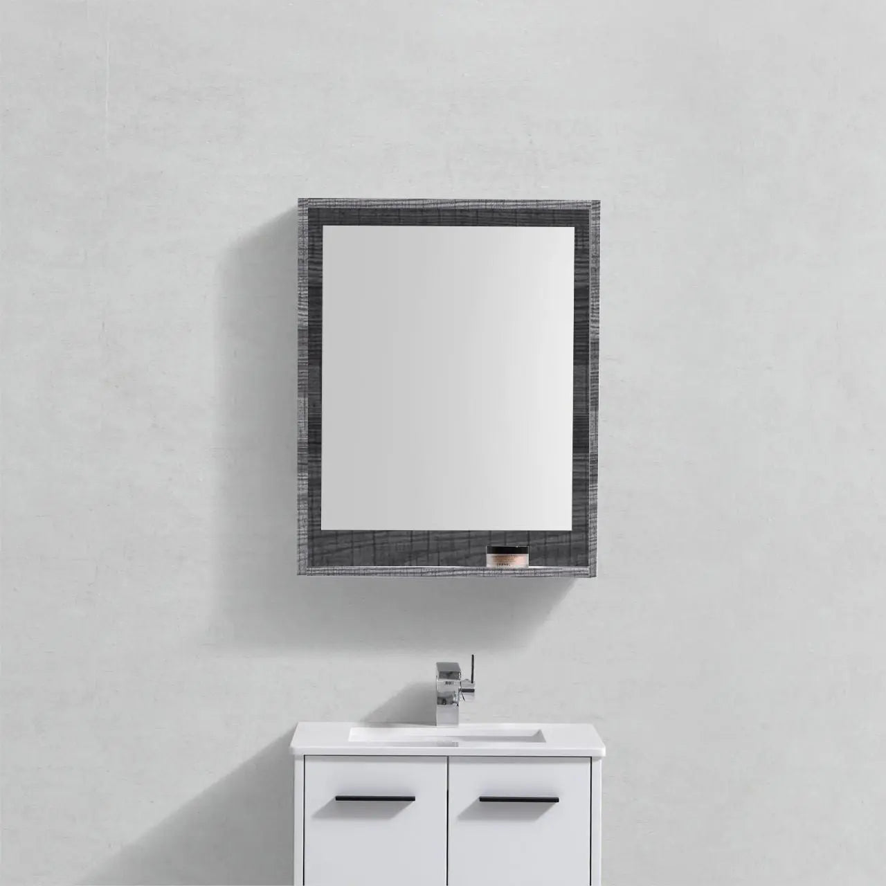 Kube Bath 24″ Wide Mirror W/ Shelf – Ash Gray - Plumbing Market