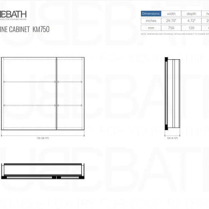Kube Bath 30 Inch Mirrored Bathroom Medicine Cabinet - Plumbing Market