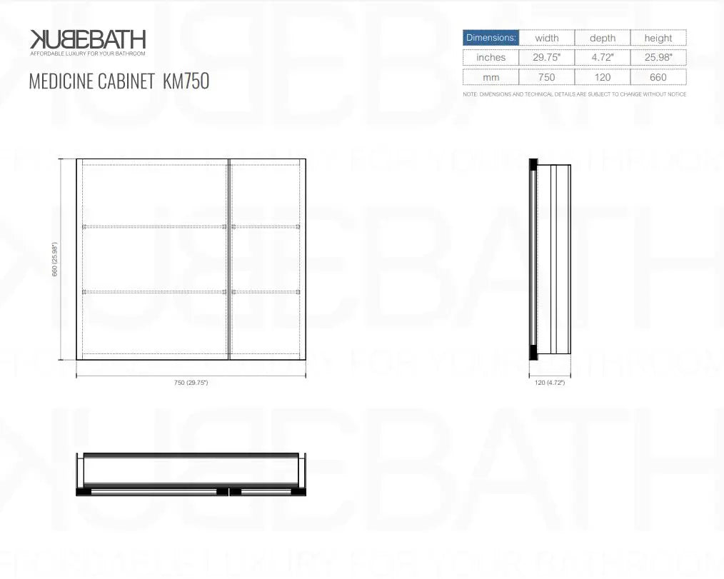 Kube Bath 30 Inch Mirrored Bathroom Medicine Cabinet - Plumbing Market