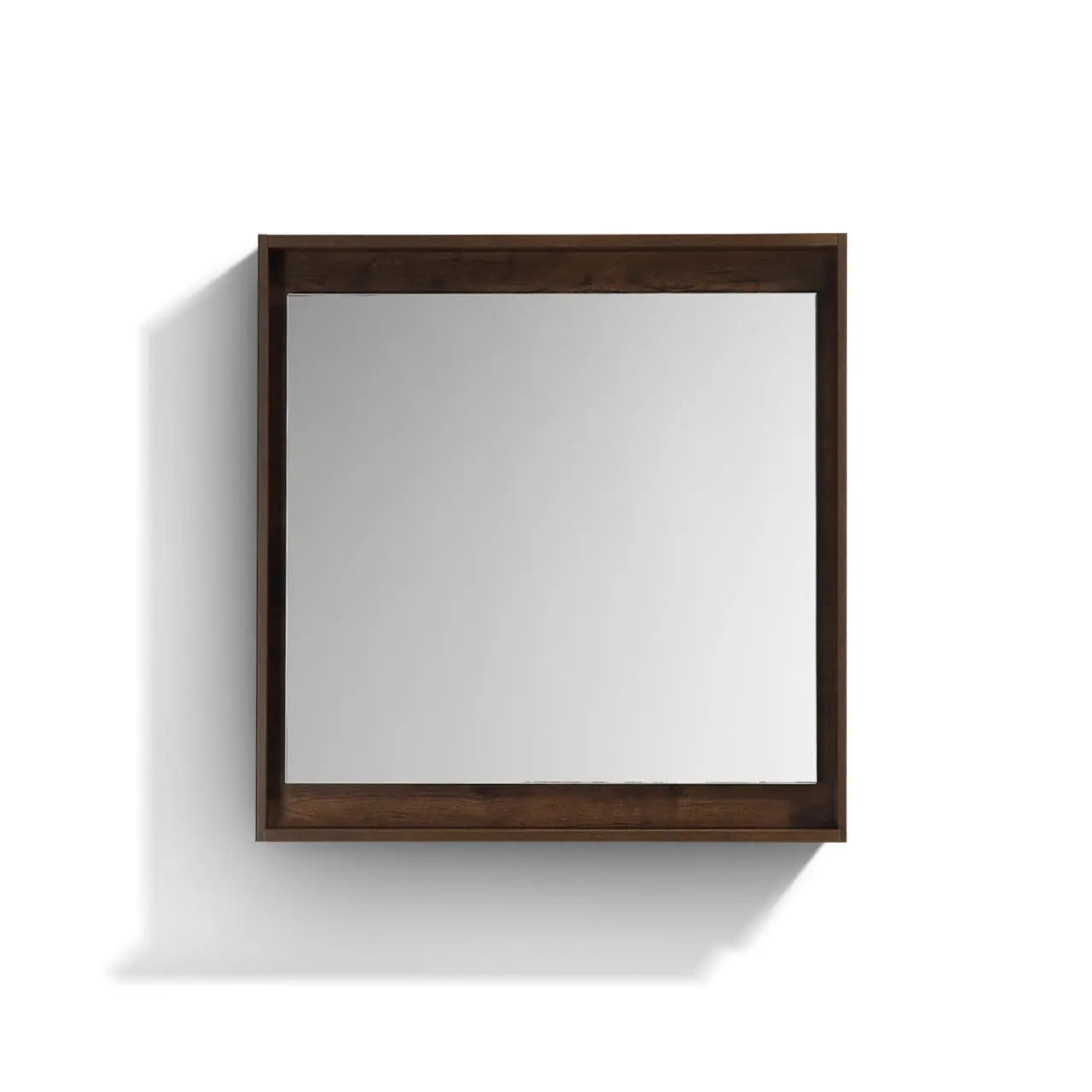 Kube Bath 30″ Wide Framed Mirror W/ Shelf – Rosewood - Plumbing Market
