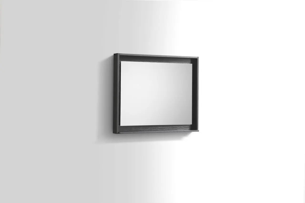 Kube Bath 30" Wide Framed Mirror With Shelf – Black - Plumbing Market