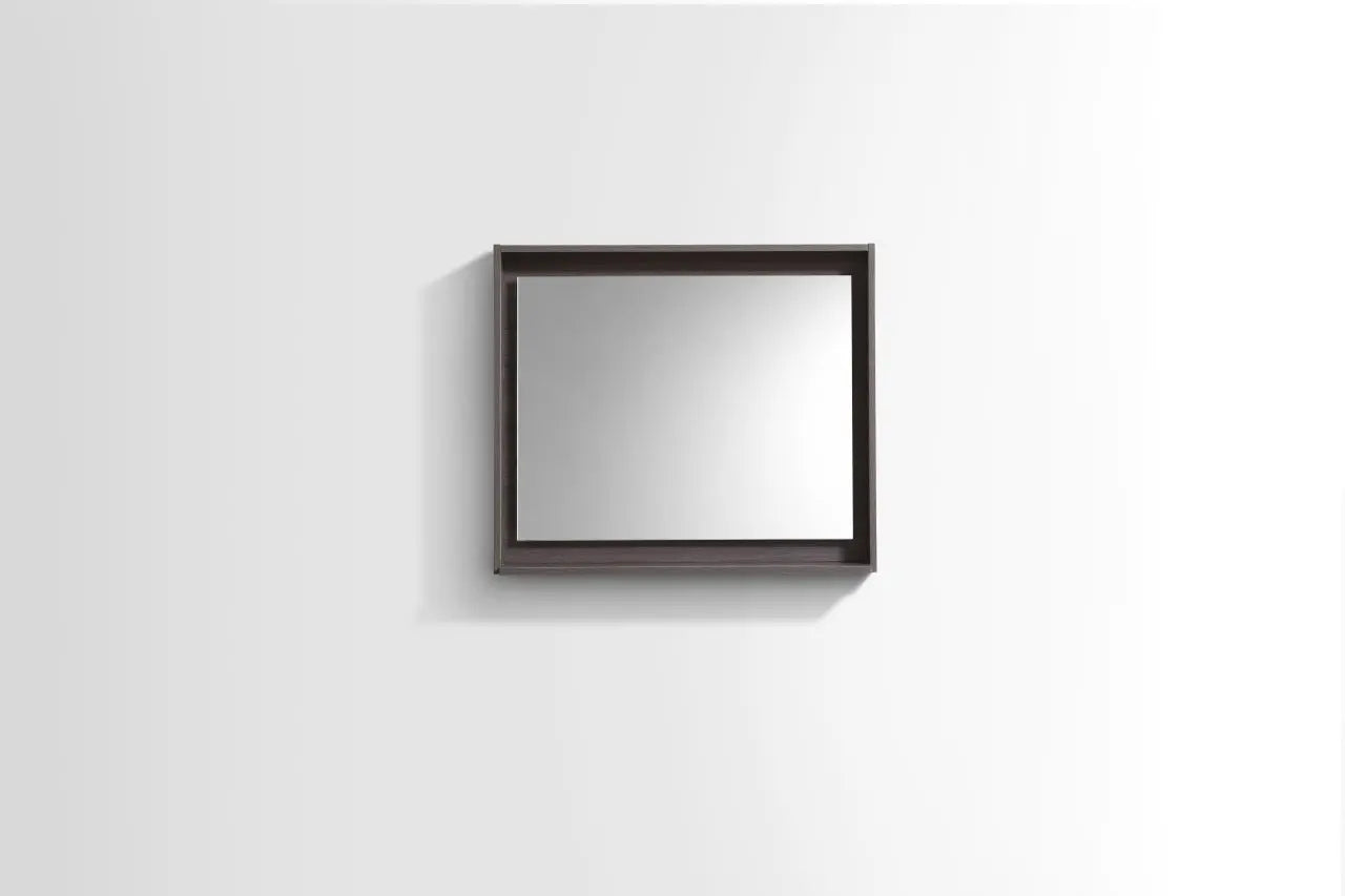 Kube Bath 30" Wide Framed Mirror With Shelf – Gray Oak - Plumbing Market