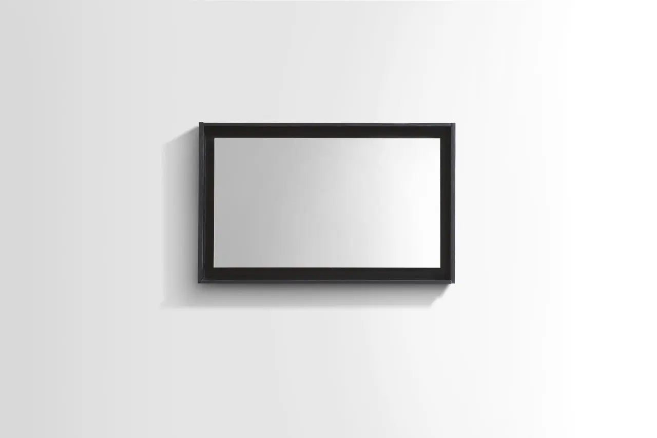 Kube Bath 36″ Wide Framed Mirror W/ Shelf – Black - Plumbing Market