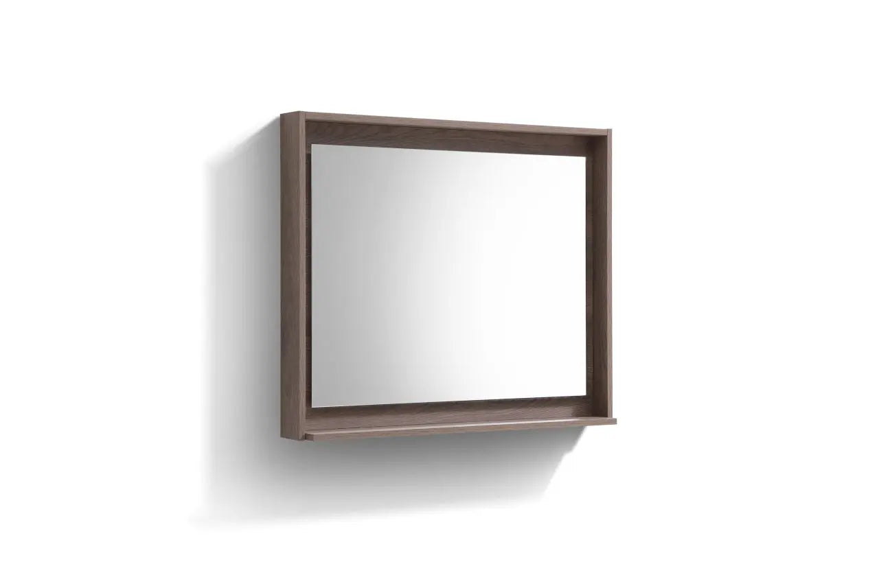 Kube Bath 36" Wide Framed Mirror With Shelf – Butternut - Plumbing Market