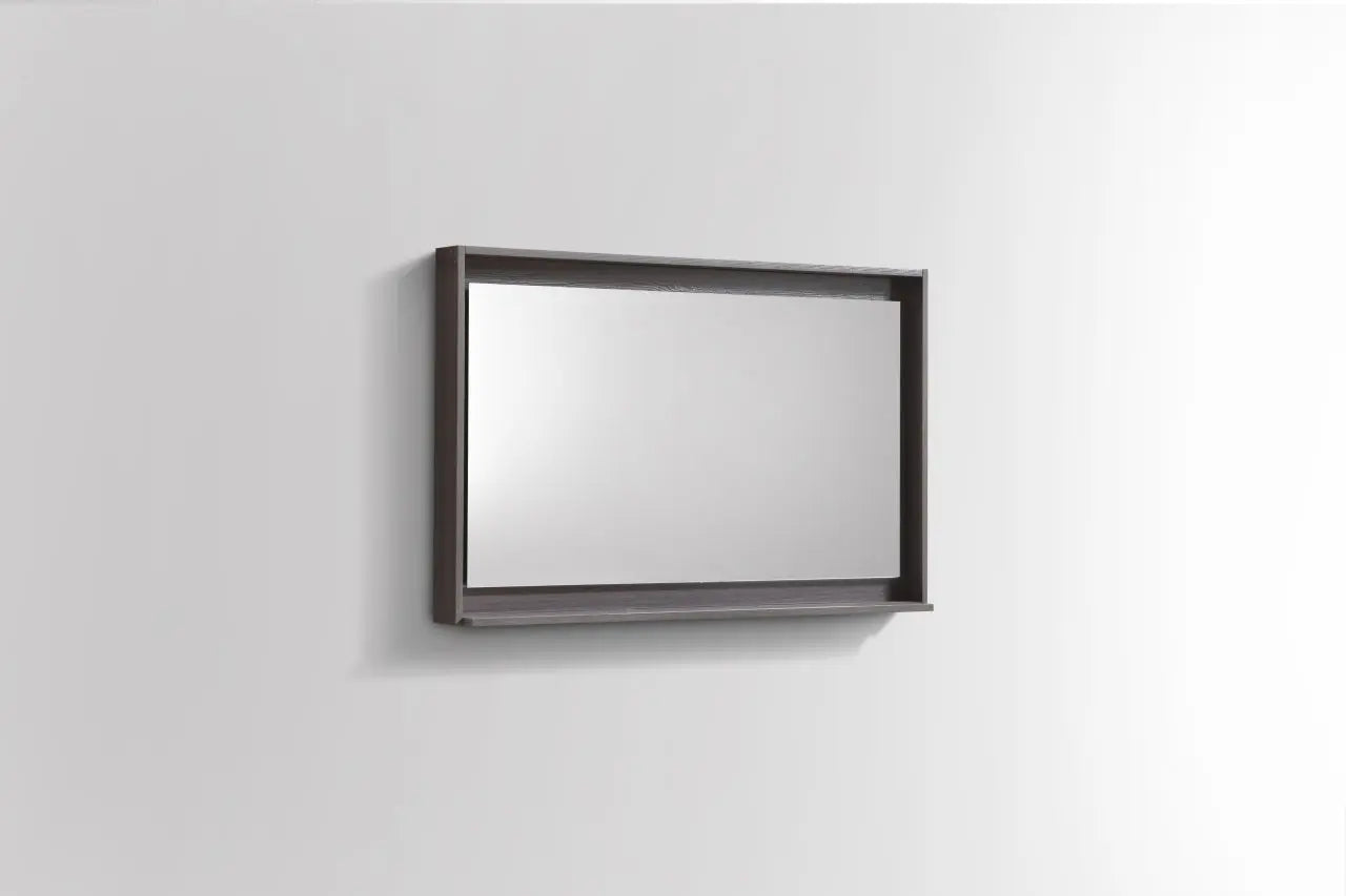 Kube Bath 36" Wide Framed Mirror With Shelf – Gray Oak - Plumbing Market