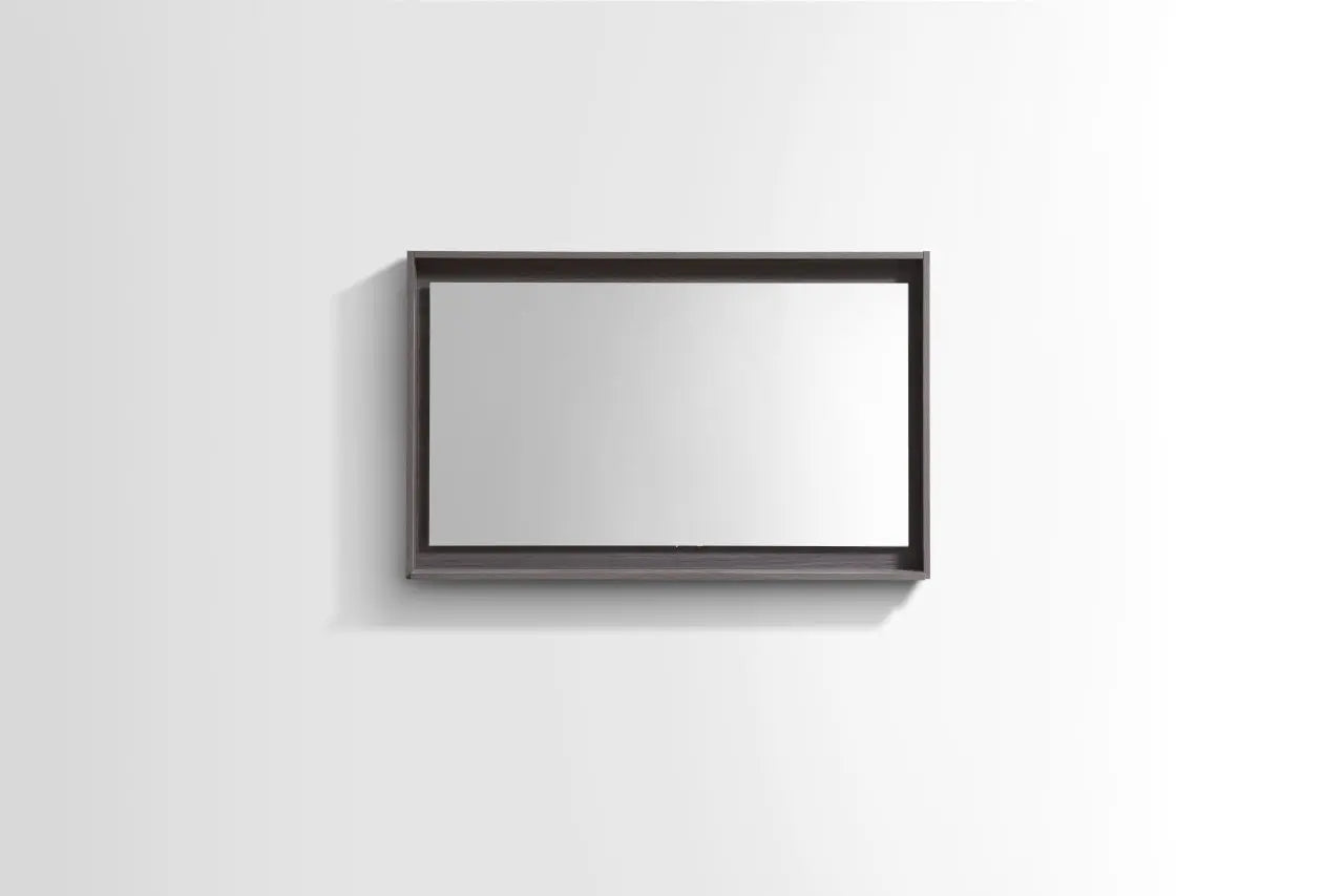 Kube Bath 36" Wide Framed Mirror With Shelf – Gray Oak - Plumbing Market