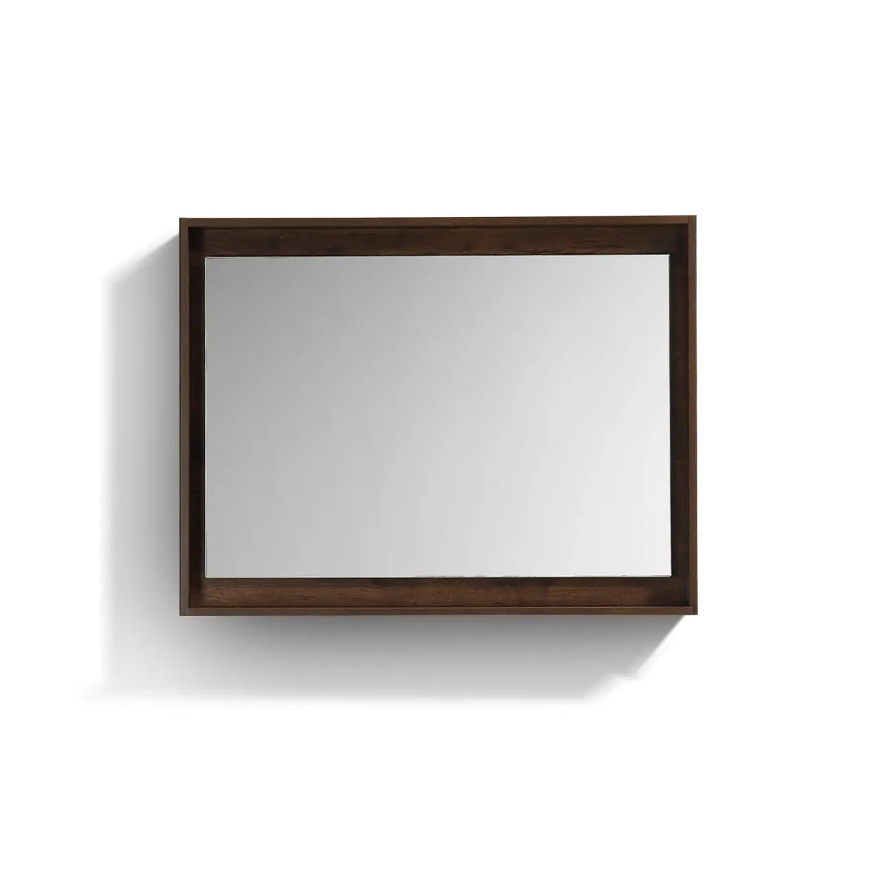 Kube Bath 40″ Wide Framed Mirror W/ Shelf – Rosewood - Plumbing Market