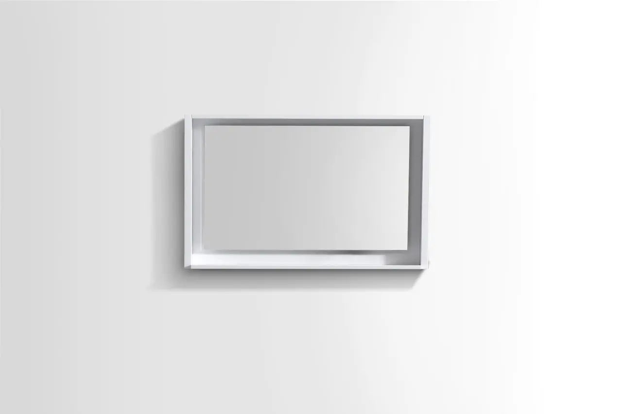 Kube Bath 40" Wide Framed Mirror With Shelf – High Gloss White - Plumbing Market