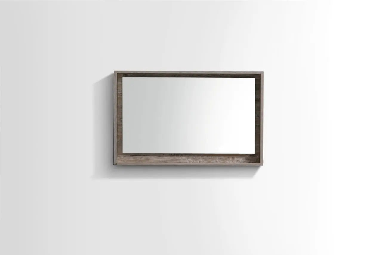 Kube Bath 40" Wide Framed Mirror With Shelf – Nature Wood - Plumbing Market