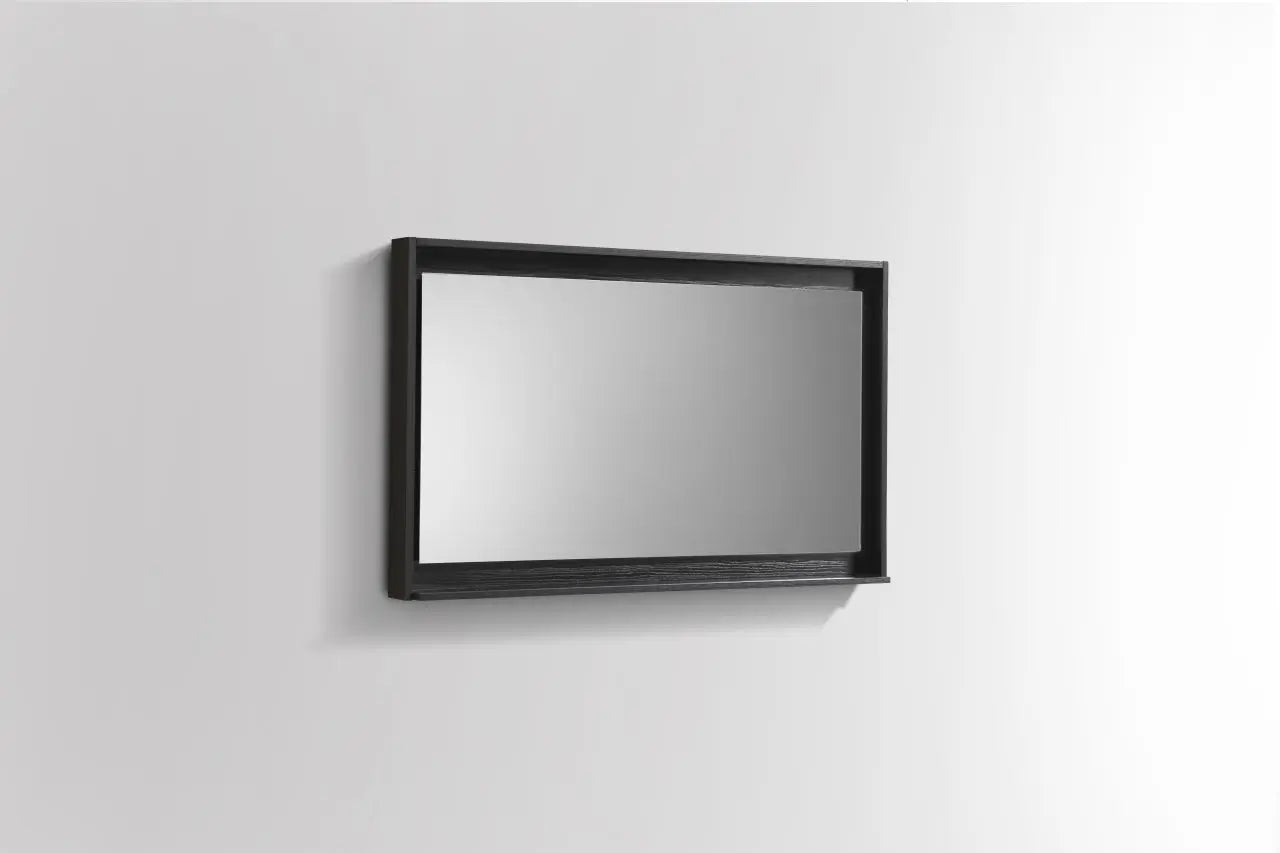 Kube Bath 48" Wide Framed Mirror With Shelf – Black - Plumbing Market