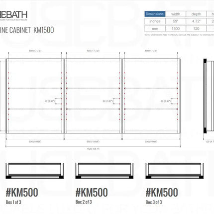 Kube Bath 59 Inch Mirrored Bathroom Medicine Cabinet - Plumbing Market