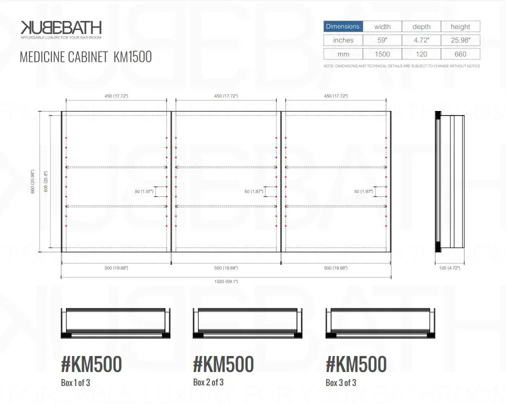 Kube Bath 59 Inch Mirrored Bathroom Medicine Cabinet - Plumbing Market
