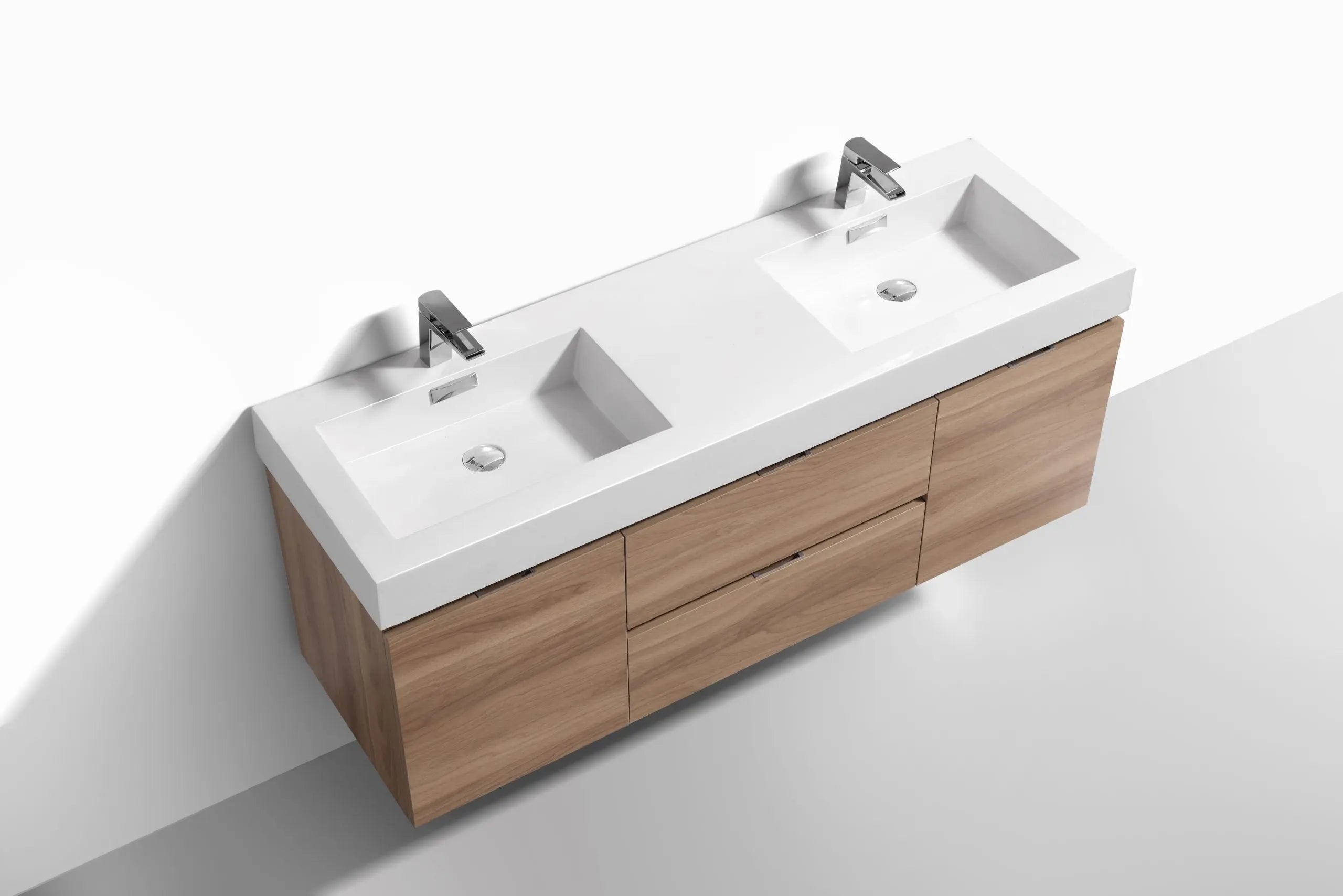Kube Bath 60" Wall Mount Modern Bathroom Vanity Honey Oak - Plumbing Market