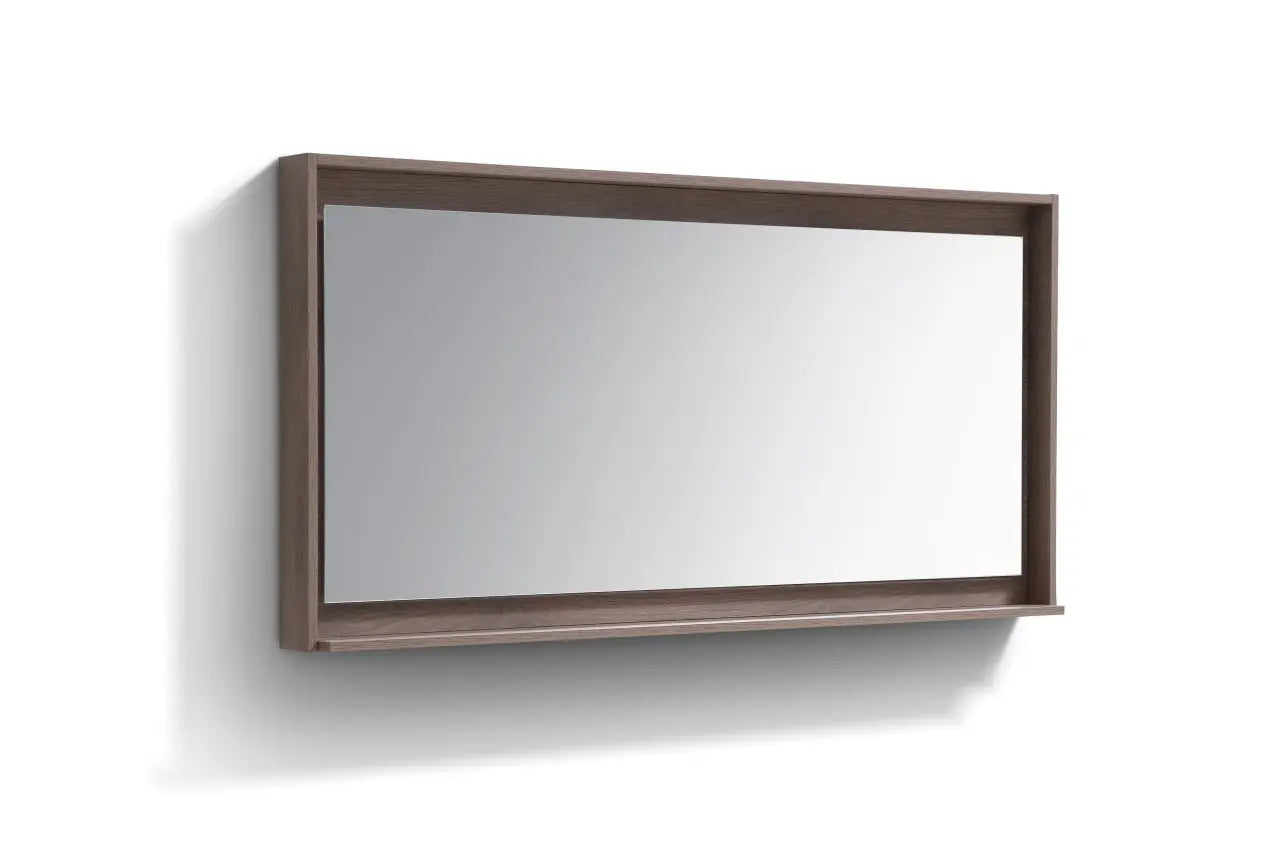 Kube Bath 60" Wide Framed Mirror With Shelf – Butternut - Plumbing Market