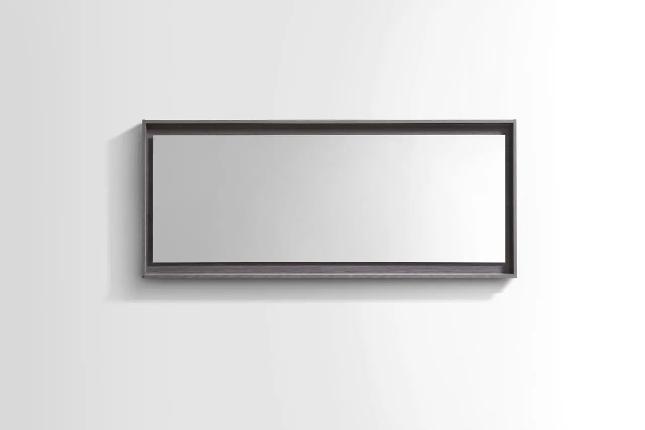Kube Bath 60" Wide Framed Mirror With Shelf – Gray Oak - Plumbing Market