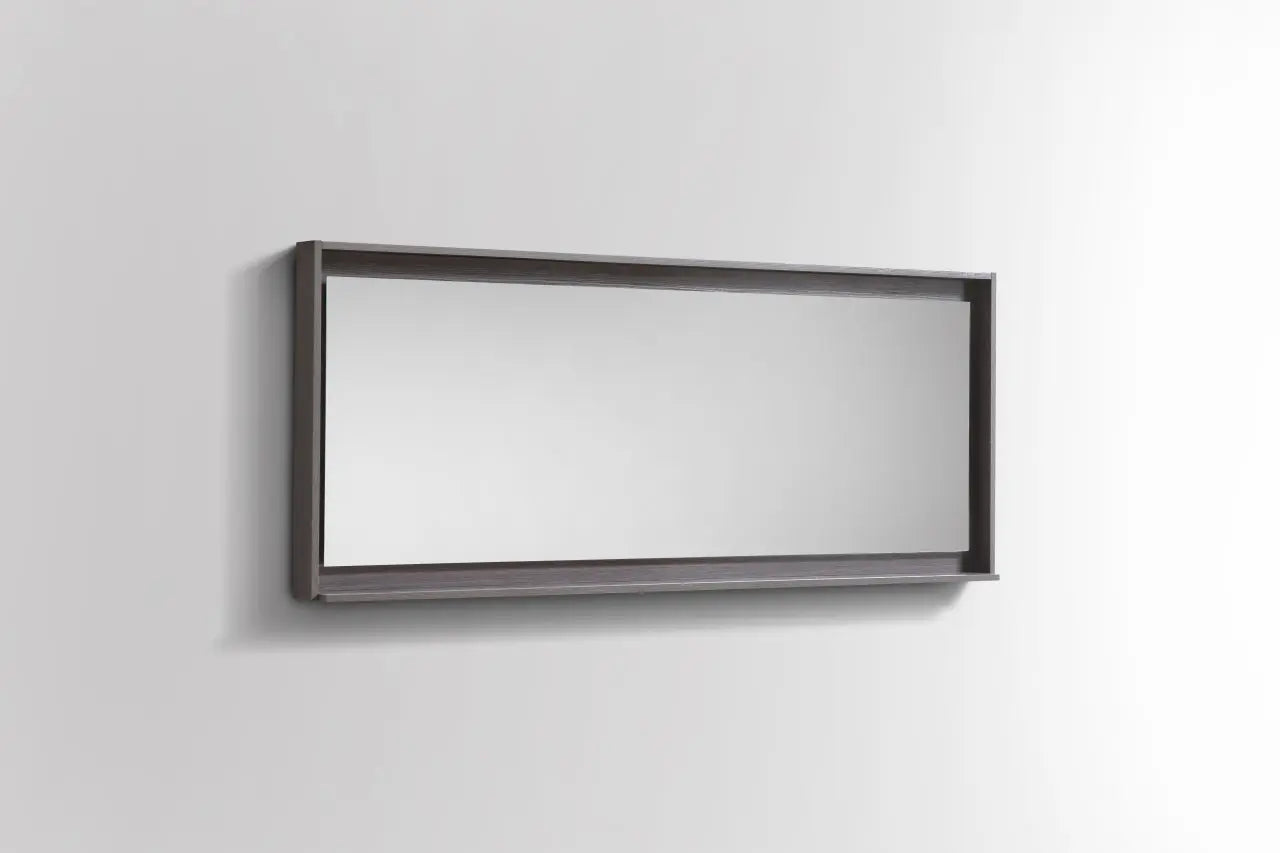 Kube Bath 60" Wide Framed Mirror With Shelf – Gray Oak - Plumbing Market