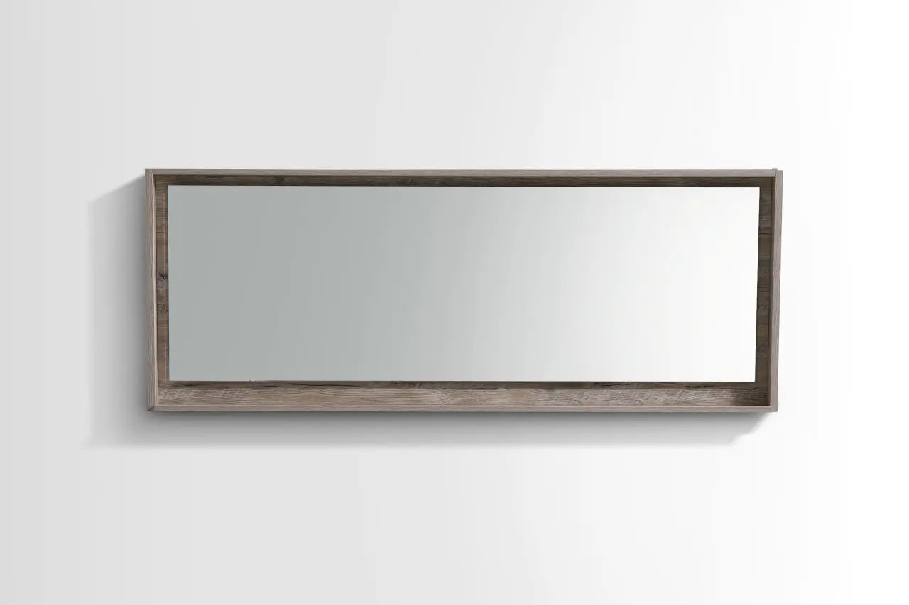 Kube Bath 70" Wide Framed Mirror With Shelf – Nature Wood - Plumbing Market