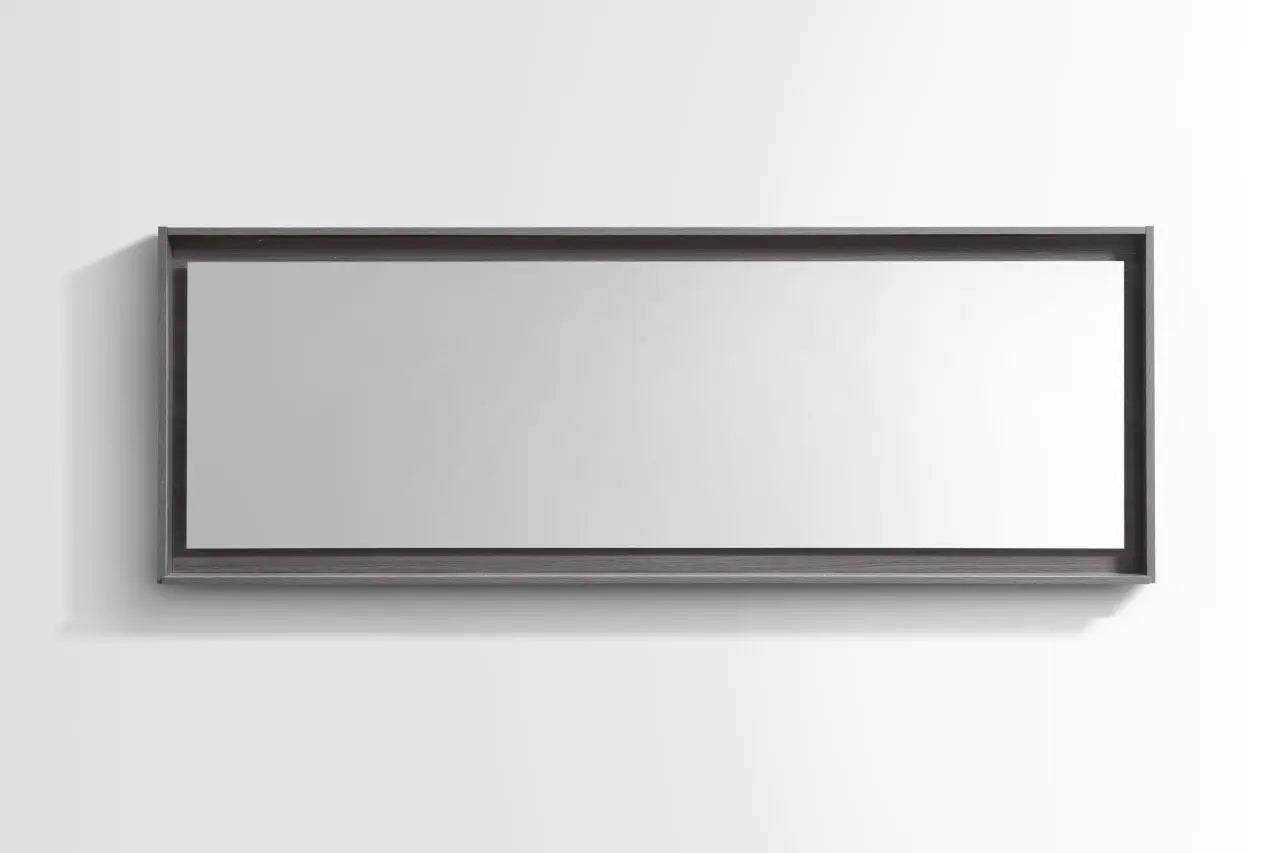 Kube Bath 80" Wide Framed Mirror With Shelf – Gray Oak - Plumbing Market