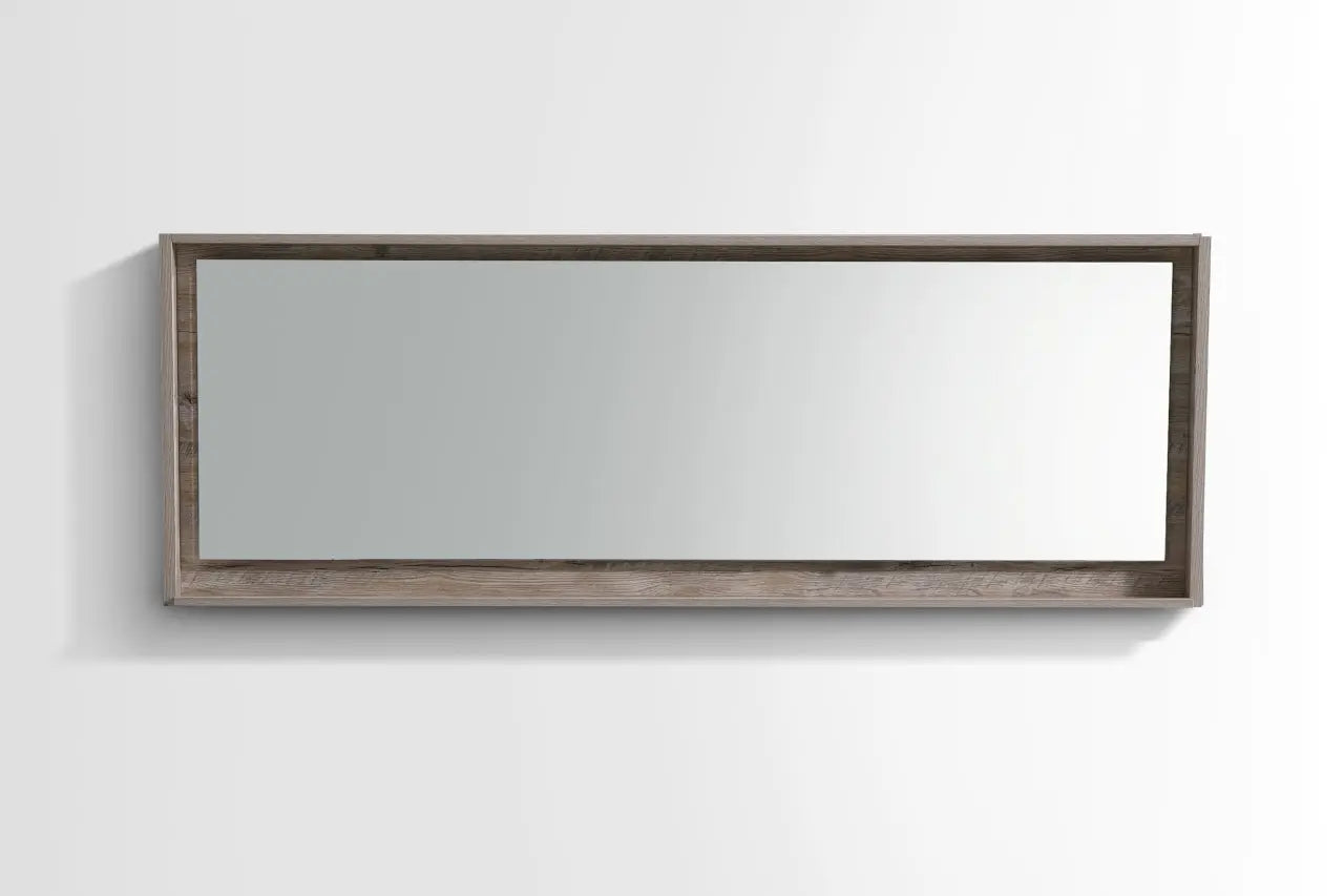 Kube Bath 80" Wide Framed Mirror With Shelf – Nature Wood - Plumbing Market