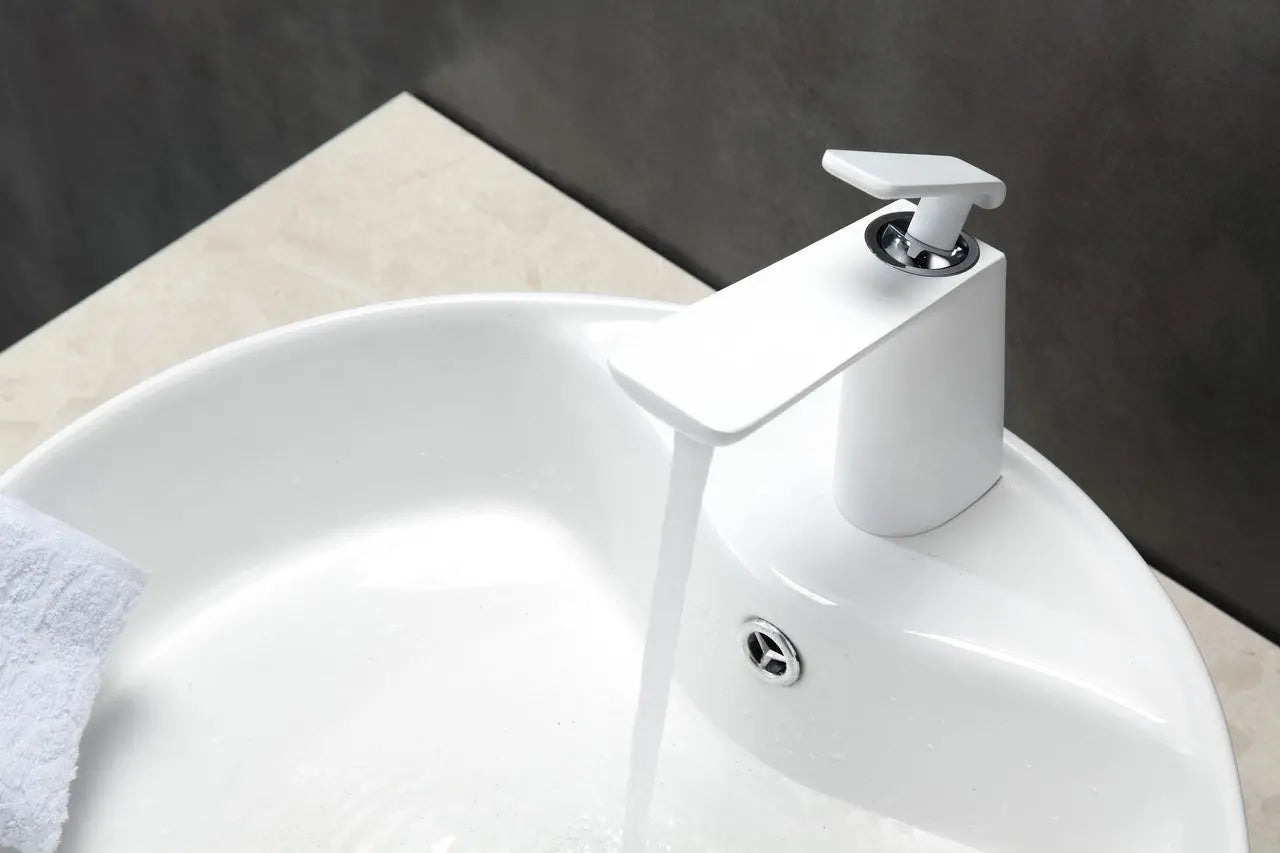 Kube Bath Aqua Adatto 7" Single Lever Bathroom Faucet – Matte White and Chrome - Plumbing Market