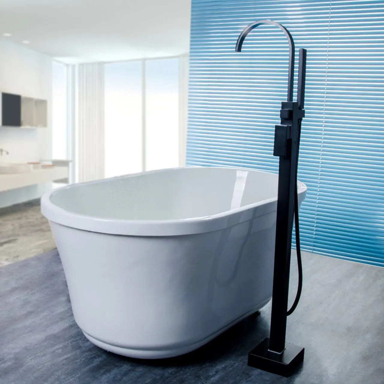 Kube Bath Aqua Arcco Floor Mounted Soaker Tub Faucet - Plumbing Market