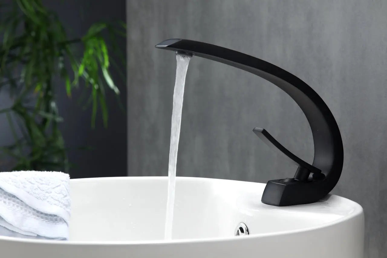 Kube Bath Aqua Arcco Single Hole Mount Bathroom Vanity Faucet – Black - Plumbing Market