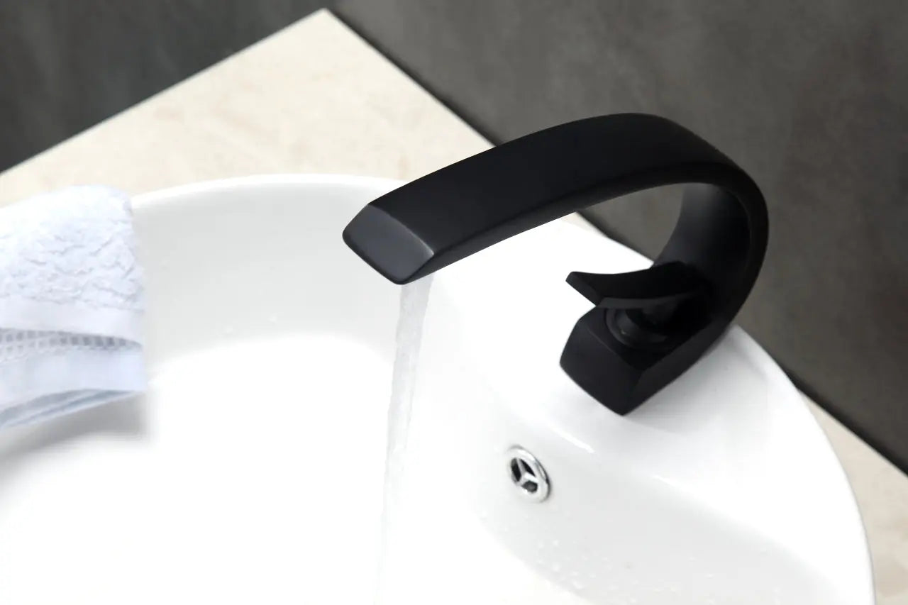 Kube Bath Aqua Arcco Single Hole Mount Bathroom Vanity Faucet – Black - Plumbing Market